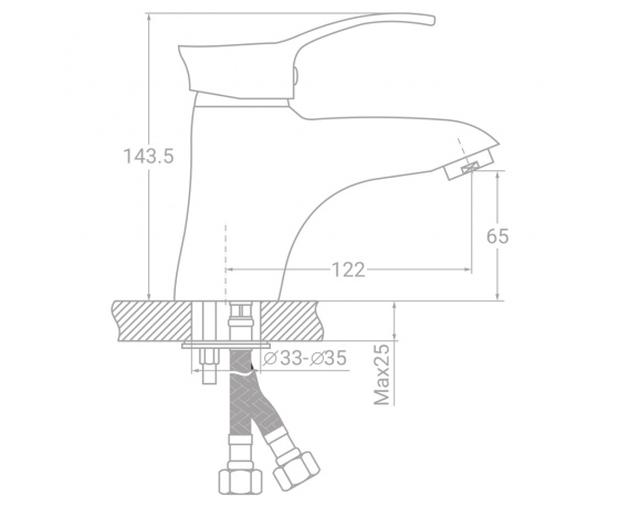 Фото 3 - Смеситель SE Ø40 для раковины литой на шпильке TAU (SE-2A145C)