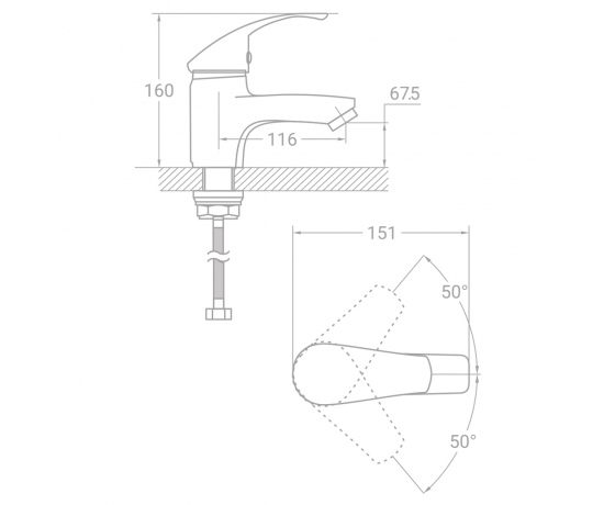 Фото 3 - Смеситель SL Ø40 для раковины на шпильке TAU (SL-2A143C)