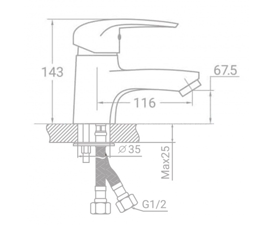 Фото 5 - Смеситель SM Ø40 для раковины на шпильке TAU (SM-2A144C)