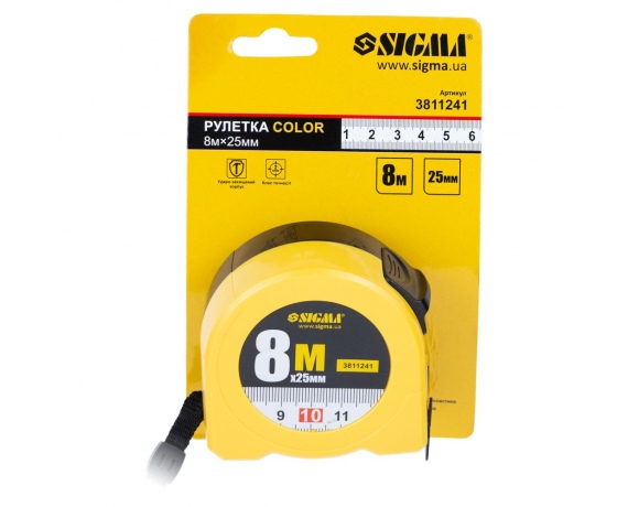 Фото 9 - Рулетка Color 8м×25мм SIGMA (3811241)