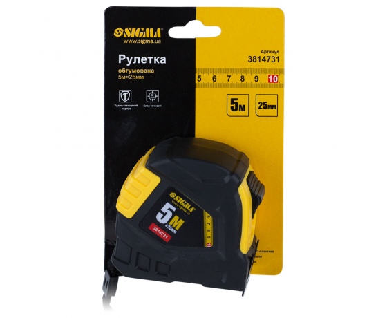 Фото 9 - Рулетка обрезиненная 5м×25мм SIGMA (3814731)