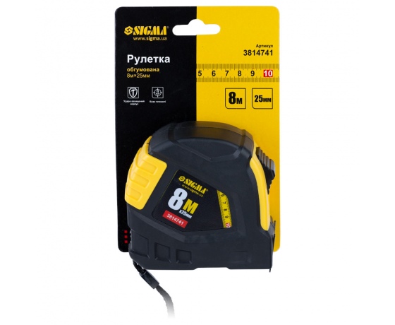 Фото 7 - Рулетка обрезиненная 8м×25мм SIGMA (3814741)