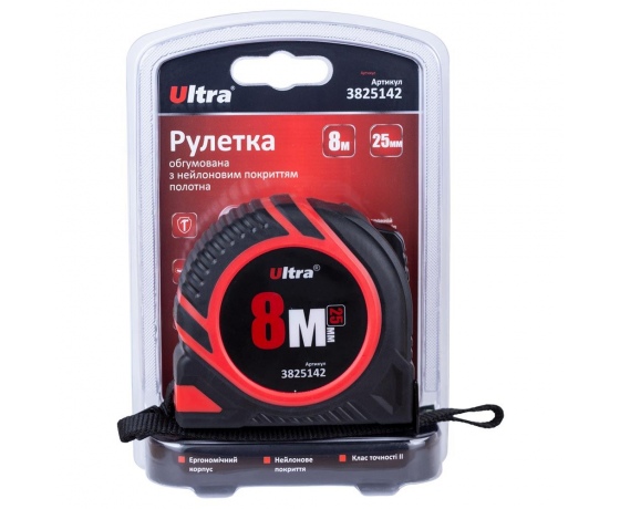 Фото 7 - Рулетка обрезиненная с нейлоновым покрытием полотна 8м×25мм ULTRA (3825142)