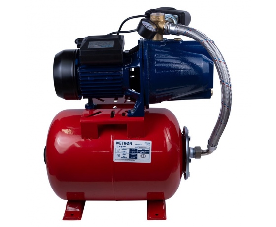 Фото 5 - Станция 1.1кВт Hmax 52м Qmax 70л/мин (самовсасывающий насос) 24л Украина WETRON (775038/24)