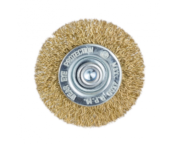 Фото 3 - Щетка проволочная дискообразная Ø50мм хвостовик Ø6мм (латунированная) GRAD (9032055)