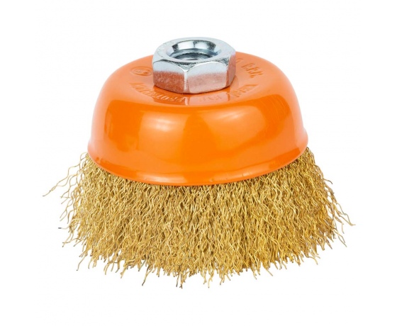 Фото 2 - Щетка проволочная чашеобразная Ø85мм М14×2мм (латунированная) GRAD (9033085)