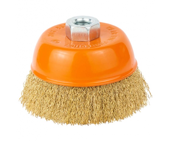 Фото 2 - Щетка проволочная чашеобразная Ø100мм М14×2мм (латунированная) GRAD (9033105)