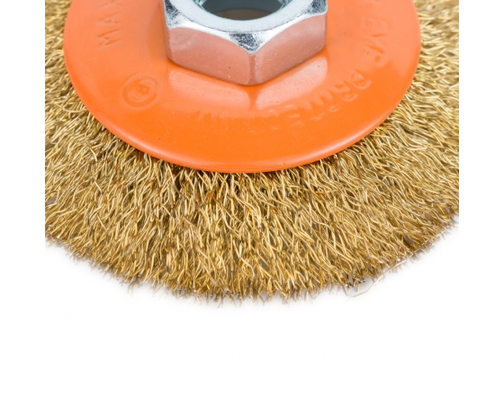 Фото 4 - Щетка проволочная конусообразная Ø75мм М14×2мм (латунированная) GRAD (9035075)