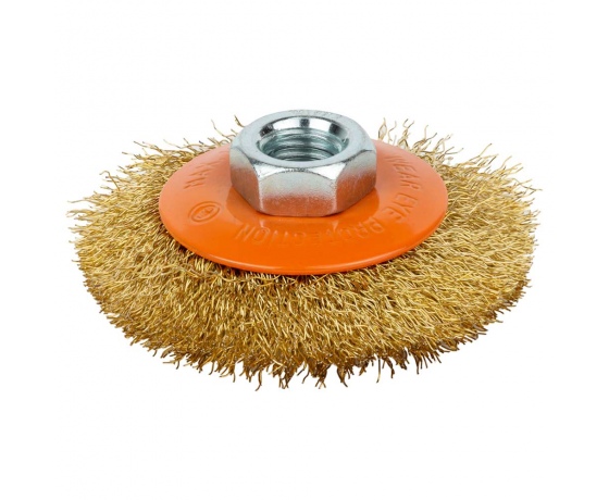 Фото 2 - Щетка проволочная конусообразная Ø75мм М14×2мм (латунированная) GRAD (9035075)