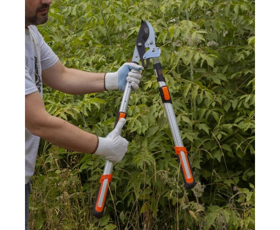 Фото 8 - Сучкорез плоскостной телескопический храповый алюминиевые рукоятки 700-874мм FLORA (5022374)