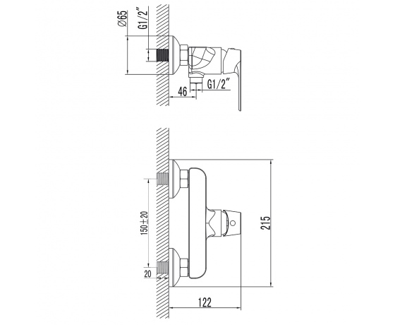 Фото 5 - Смеситель BRACCIANO Ø35 для душа CORSO (CF-1D136C) (9617300)