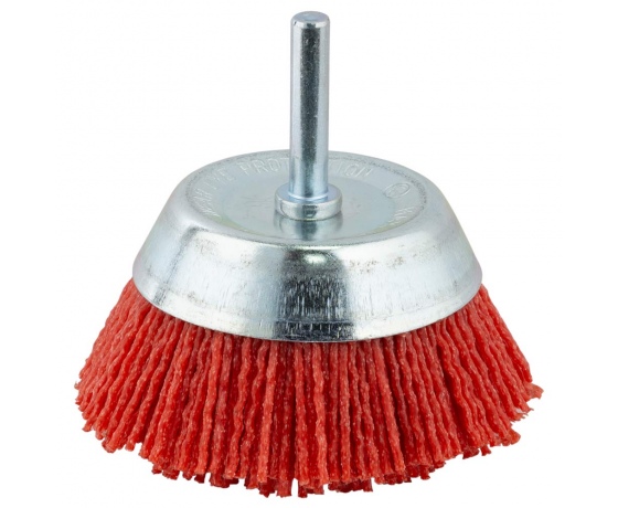 Фото 2 - Щетка проволочная чашеобразная Ø75мм хвостовик Ø6мм (нейлоновая) SIGMA (9015471)