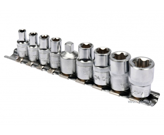 Фото 2 - Набір головок торцевих YATO Torx Е5-Е16 9 предметів