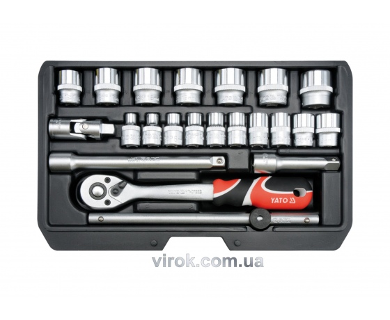 Фото 2 - Набір головок торцевих YATO 3/8'' М6-22 мм 22 шт