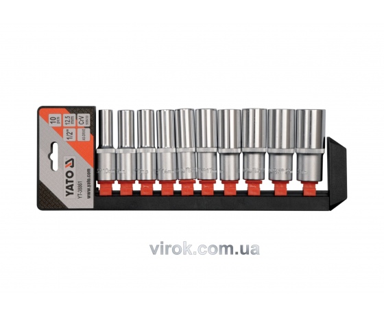 Фото 2 - Набір головок торцевих YATO 1/2'' М10-24 мм 10 предметів