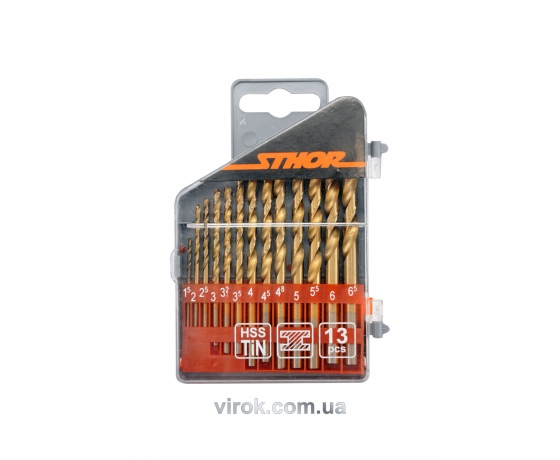 Фото 2 - Набір свердл по металу STHOR HSS-TiN 1.5-6.5 мм 13 шт