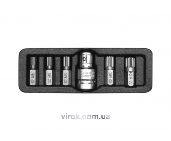 Фото 2 - Набір насадок викруткових YATO SPLINE M5-10 з перехідником 1/2