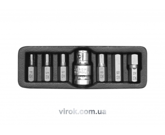 Фото 2 - Набір насадок викруткових YATO НЕХ H4-12 з перехідником 1/2