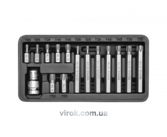 Фото 2 - Набір насадок викруткових YATO ТОRХ T20-50 з перехідником 1/2