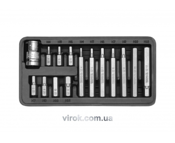 Фото 2 - Набір насадок викруткових YATO НЕХ H4-12 з перехідником 1/2