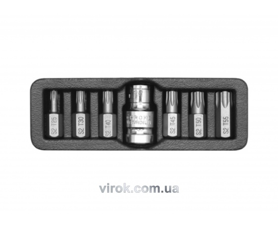 Фото 2 - Набір насадок викруткових YATO ТОRХ Т25-55 з перехідником 1/2