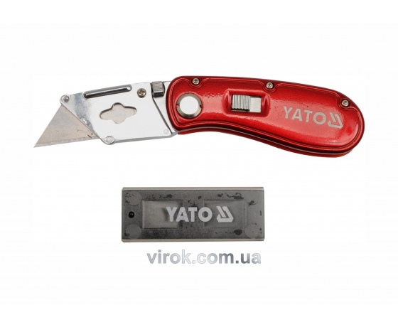 Фото 2 - Ніж складний YATO з трапецевидним лезом 61 x 33 мм + 5 запасних лез