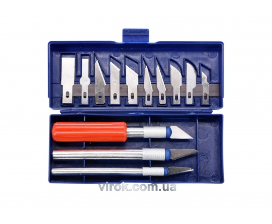 Фото 2 - Набір ножів для різблення по дереву VOREL 3 ножі + 13 лез