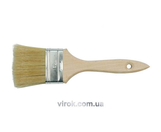 Фото 2 - Пензель плоский VOREL з дерев'яною ручкою 76 мм
