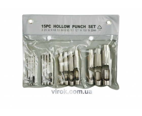 Фото 2 - Пробійники для шкіри VOREL 2-22 мм 15 шт