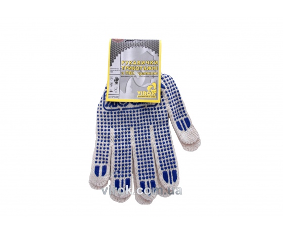 Фото 2 - Рукавиці трикотажні білі з ПВХ крапкою (5 ниток; 70%- бавовна, 30%- поліестер) розмір 10