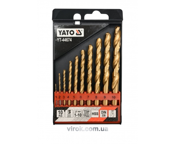 Фото 2 - Набір свердл по металу YATO HSS-TiN 1-10 мм 10 шт