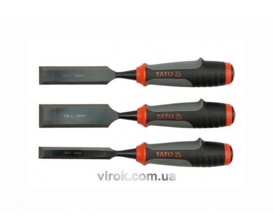 Фото 2 - Набір стамесок YATO з полімерними ручками 16, 25, 32 мм 3 шт