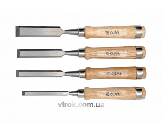 Фото 2 - Набір стамесок YATO з дерев'яними ручками 10, 16, 20, 25 мм 4 шт