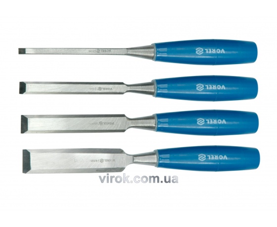 Фото 2 - Набір стамесок VOREL з пластиковою ручкою 4 шт