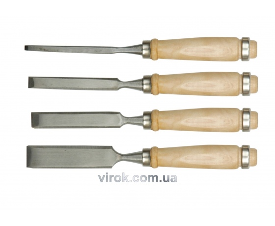 Фото 2 - Набір стамесок VOREL з дерев'яною ручкою 4 шт