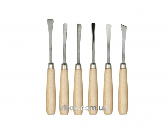 Фото 2 - Набір стамесок фігурних VOREL з дерев'яною ручкою 6 шт