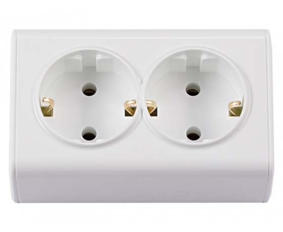 Фото 2 - Двойная розетка с заземлением MINIATURE Керамика (2058) белый