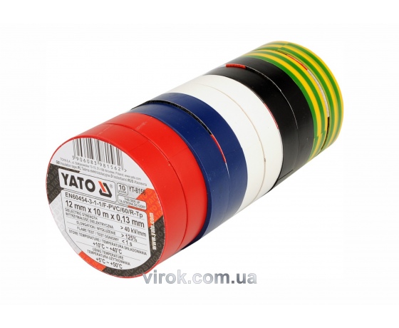 Фото 2 - Набір стрічок ізоляційних YATO 12 мм х 10 м 10 шт