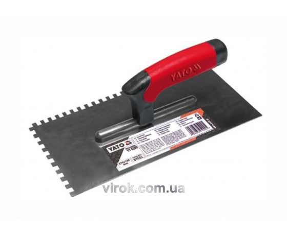 Фото 2 - Терка-гладилка з нержавіючої сталі YATO 270 х 130 мм зуб 10 х 10 мм