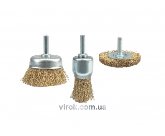 Фото 2 - Набір щіток-крацовок зі стержнем VOREL Ø=25, 50, 50 мм 3 шт