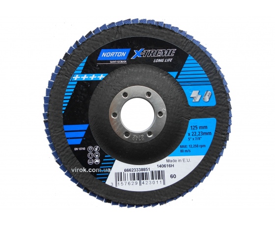 Фото 2 - Круг шліфувальний пелюстковий по металу і нержавіючій сталі NORTON VULCAN X-TREME Ø=125/22 мм Р60