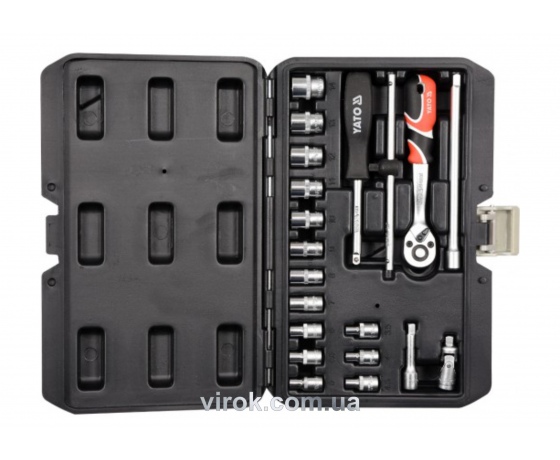 Фото 2 - Набір головок торцевих YATO 1/4'' М3.5-14 мм 20 предметів