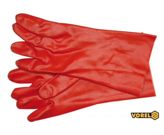 Фото 2 - Рукавиці оливо-бензиностійкі червоні VOREL розмір 36 см