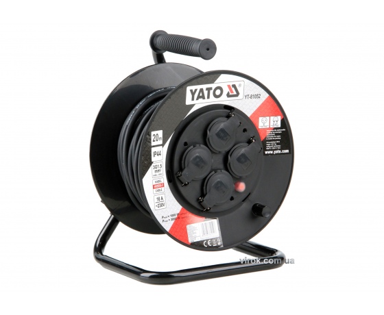 Фото 2 - Подовжувач електричний на котушці YATO 20 м 1.5 мм² 4 гнізда 3-жильний