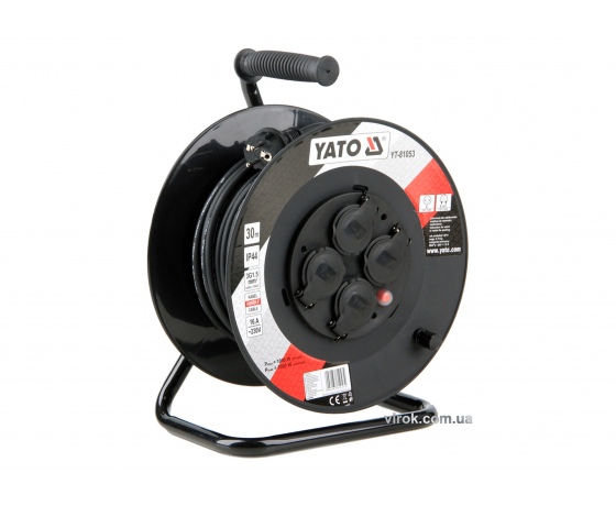 Фото 2 - Подовжувач електричний на котушці YATO 30 м 1.5 мм² 4 гнізда 3-жильний