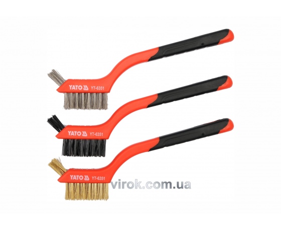 Фото 2 - Набір щіток YATO сталь/латунь/нейлон 180 мм 3 ряди 3 шт