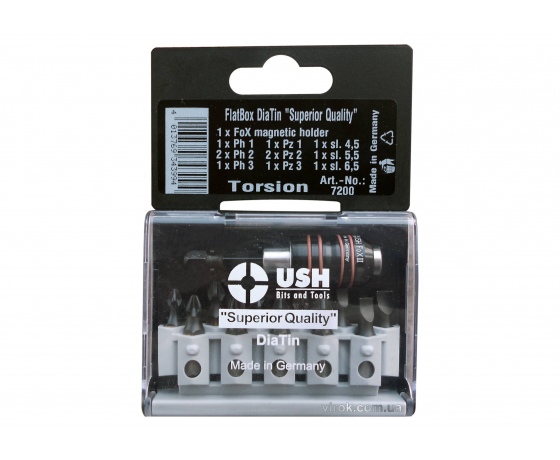 Фото 2 - Набір насадок викруткових з титановим покриттям і алмазним напиленням USH з магнітним тримачем 13 шт