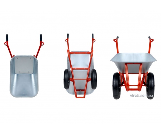 Фото 3 - Тачка будівельна оцинкована двоколісна VIROK 110 л 300 кг 0.8 мм