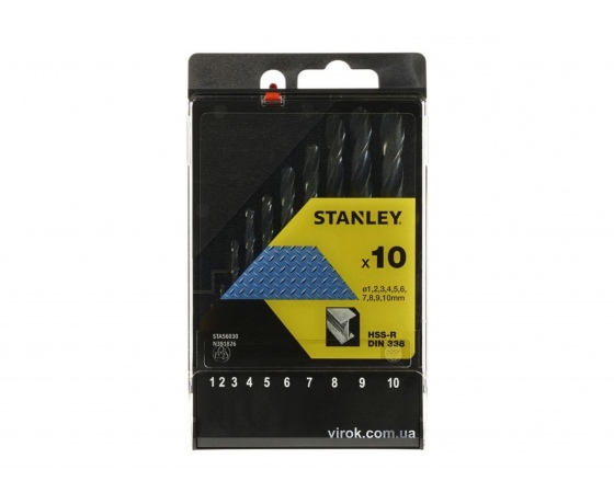 Фото 2 - Набір свердл по металу STANLEY HSS-R 1-10 мм 10 шт