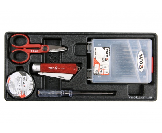 Фото 2 - Вклад до інструментальної шафи YATO свердла 1-10 мм 19 шт ножиці ніж викрутка-індикатор 250 В